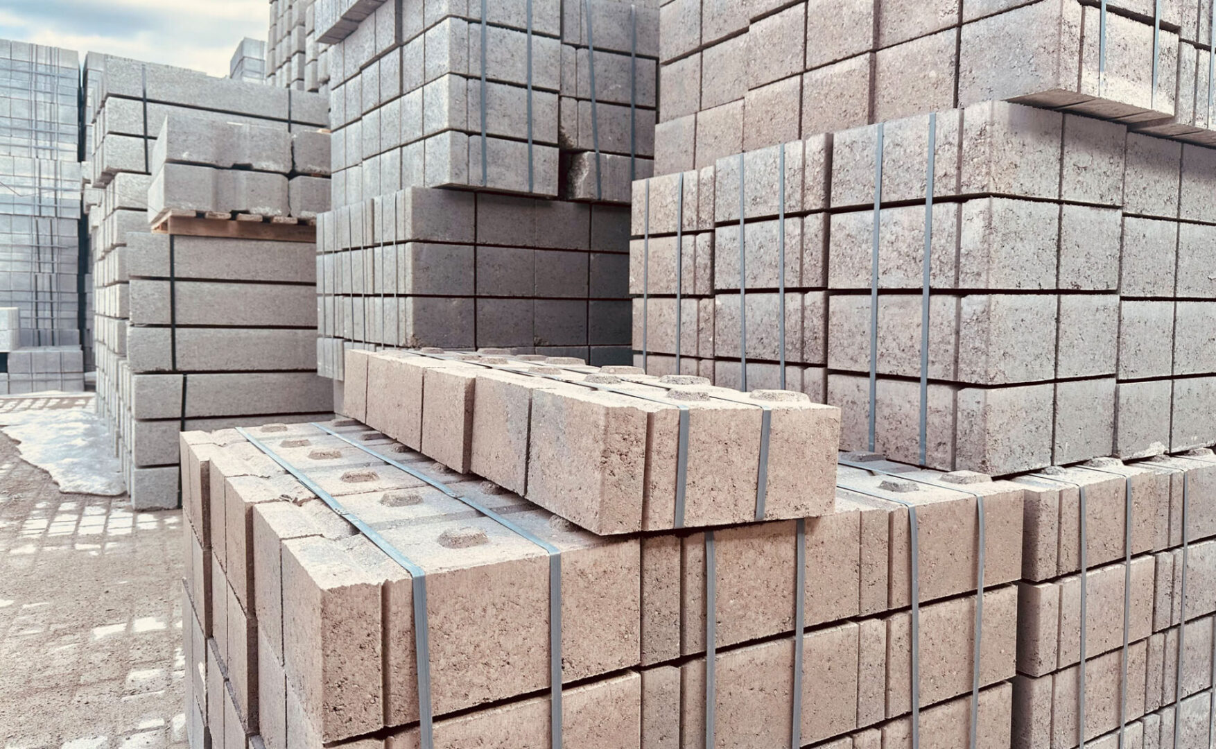 Stacks of concrete blocks outdoors